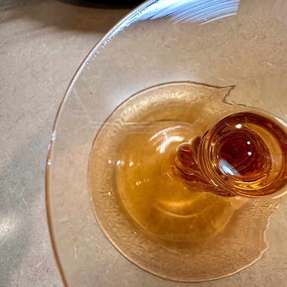 FOSTORIA GLASS COMPANY,ROYAL AMBER,PRESSED GLASS,FOOTED COMPOTE WITH TURNED STEM - Picture 6 of 7